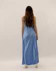 Abito lungo satin con spalline