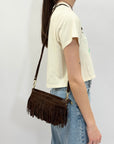 Borsa a tracolla in pelle scamosciata con frange – modello Wild West