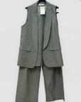 Completo Gessato con Gilet e Pantalone Palazzo