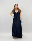 Abito lungo satin con spalline