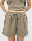 Pantaloncini a Vita Alta in 100% lino
