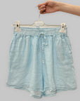 Pantaloncini a Vita Alta in 100% lino