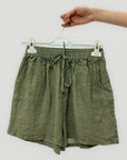 Pantaloncini a Vita Alta in 100% lino