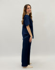 Completo denim maglia e pantalone