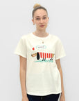 T-shirt Bianca con Stampa Bassotto