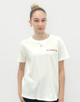 T-shirt Bianca con Scritta Ricamata "Sei arrivata?"