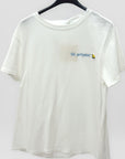 T-shirt Bianca con Scritta Ricamata "Sei arrivata?"