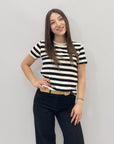 T-shirt a righe con dettagli lurex