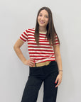 T-shirt a righe con dettagli lurex