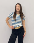 T-shirt a righe con dettagli lurex