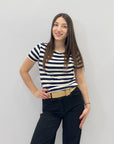 T-shirt a righe con dettagli lurex