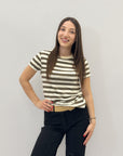 T-shirt a righe con dettagli lurex