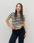 T-shirt a righe con dettagli lurex