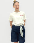 T-shirt Bianca con Scritta “Nata Stanca”
