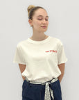 T-shirt Bianca con Scritta “Nata Stanca”