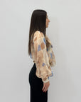 Camicia con fiocco e stampa
