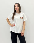 T-shirt in cotone con scritta "love you long time"