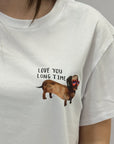 T-shirt Bianca con Stampa Bassotto “Love You Long Time”