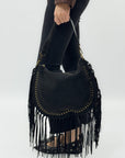 Borsa a spalla scamosciata con frange - stile boho chic