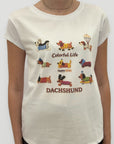 T-shirt Bianca con Bassotti Stampati