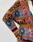 Cardigan fantasia etnica con frange e cintura – Stile boho chic