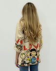 Blazer Beige con Stampa Cartoon Artistica