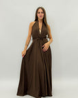 Abito lungo scollo halter