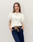 T-shirt in cotone con maniche a palloncino
