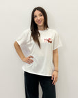 T-shirt in cotone con stampa "bonjour"