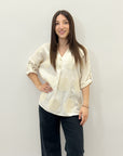 Camicia misto lino con ricami