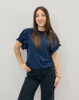 T-shirt in cotone con maniche a palloncino