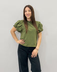 T-shirt in cotone con maniche a palloncino