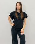 T-shirt in cotone con maniche a palloncino