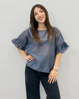 Maglia leggera con maniche volant