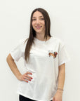 T-shirt Bianca con Stampa Bassotto “Love You Long Time”