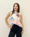 Maglia smanicata con fiocco