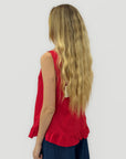 Top Smanicato con Volant