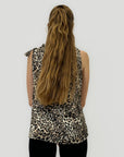 Blusa Donna Animalier con Fiocco sulla Spalla