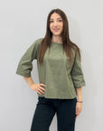 Blusa in cotone scollo a barchetta