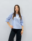 Blusa in cotone scollo a barchetta