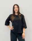 Blusa in cotone scollo a barchetta