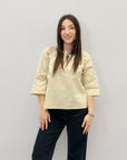 Blusa in cotone scollo a barchetta