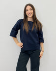 Blusa in cotone scollo a barchetta