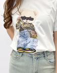 T-shirt in cotone con stampa orsetto
