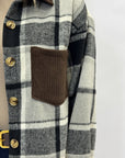 Giacca oversize a quadri con taschino in velluto