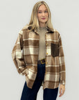 Giacca oversize a quadri con taschino in velluto
