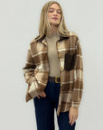 Giacca oversize a quadri con taschino in velluto