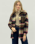 Giacca oversize a quadri con taschino in velluto