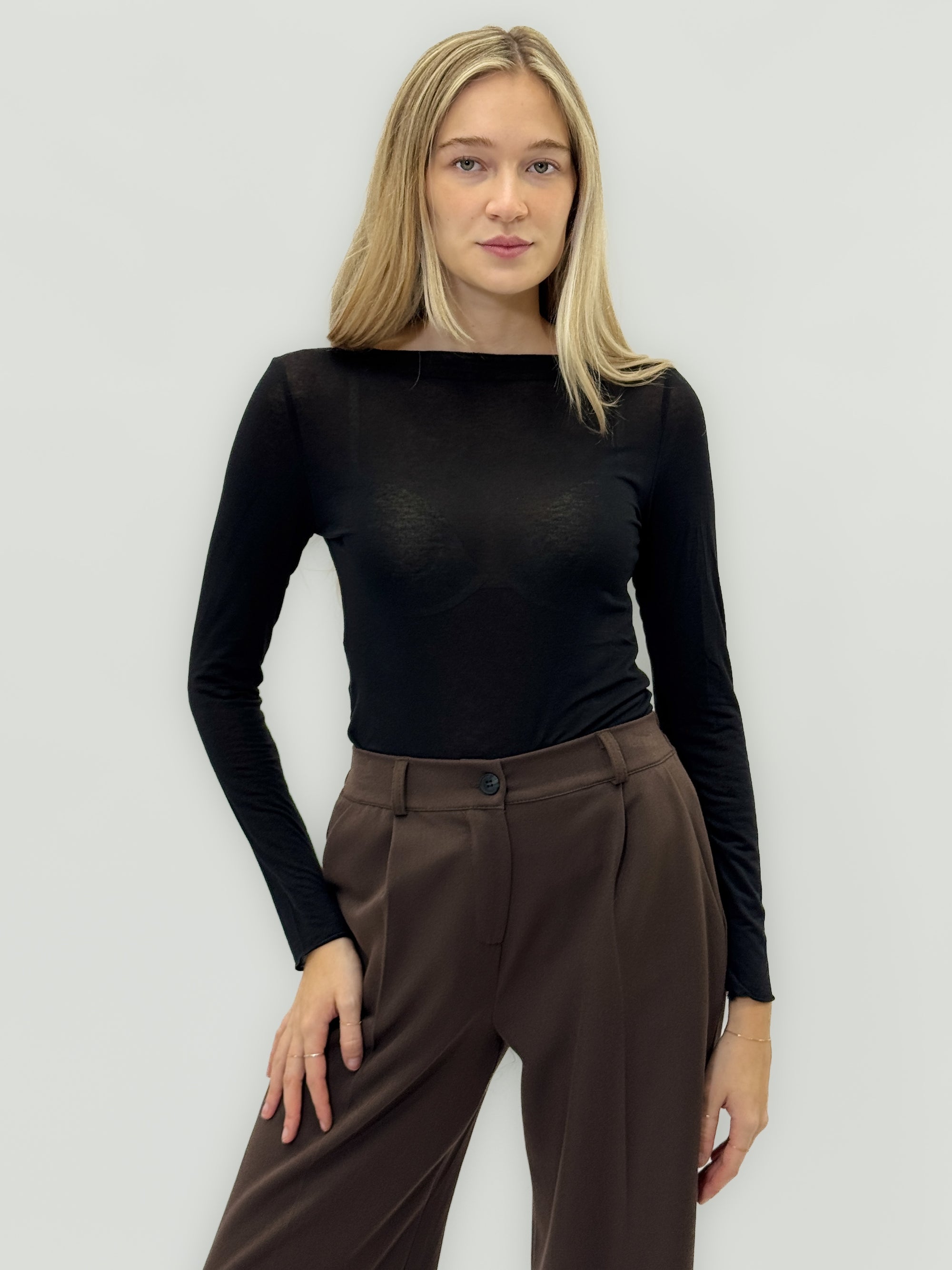 Maglia in misto cashmere – Maniche lunghe e taglio slim