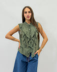 Camicia leggera in cotone con volant